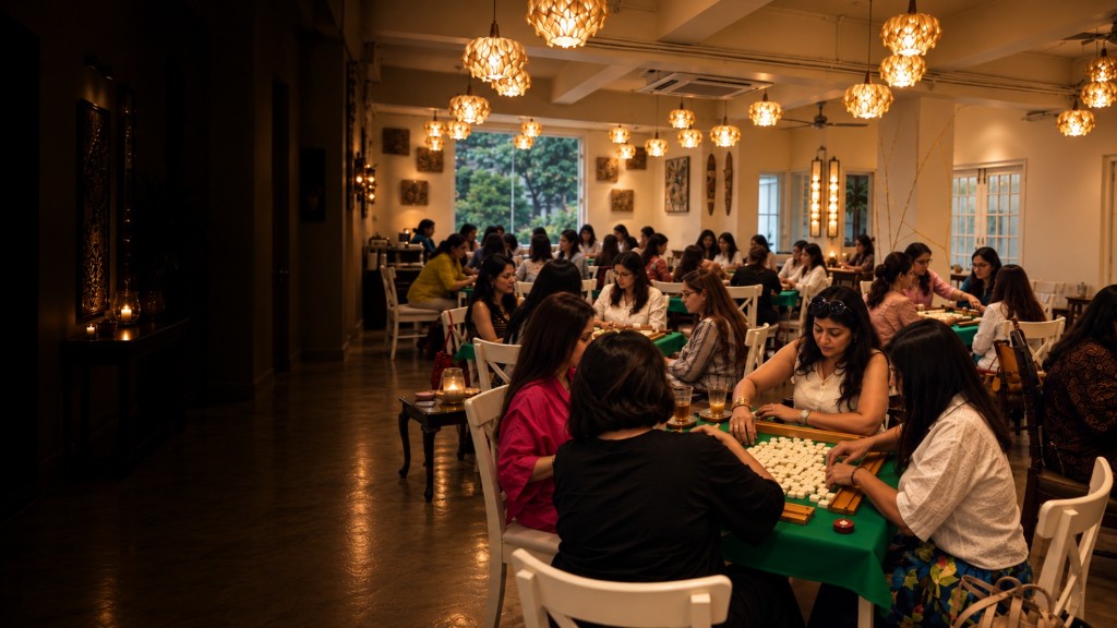 Mahjong players at Mahjong at Fia's Lounge, Ashok Nagar, Bengaluru